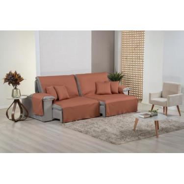 Imagem de Protetor Sofá Retrátil Luxo 03 Lugares Matelado - mayra enxovais, Ocre