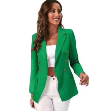 Imagem de Blazer feminino Terninho Social com botões Alfaiataria Casaquinho - Es