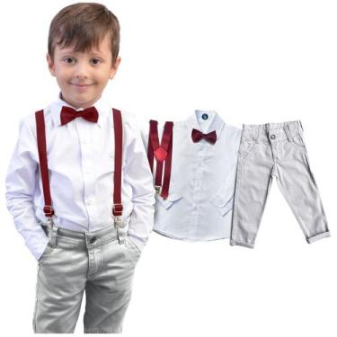 Imagem de Conjunto Social Cinza Manga Longa Calça Casamento Pajem Bebê - Migueli