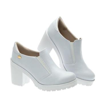 Imagem de Sapato Oxford Feminino Meia Pata Tratorado Casual- Classek, Branco, Fe