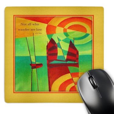 Imagem de 3dRose Mouse pad LLC 20 x 20 x 0,65 cm, Not All Who Are Lost - Citação, Provérbio, Inspirador, Motivacional, Tolkien, Veleiro, Barcos (mp_63130_1)