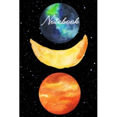 Imagem de Galaxy Notebook, Sun Moon Notebook, School Notebooks, Bullet Journal, Solar System Composition Notebook, Space Gifts, Cute Sun Moon Notebooks, College Notebooks, 6" x 9"