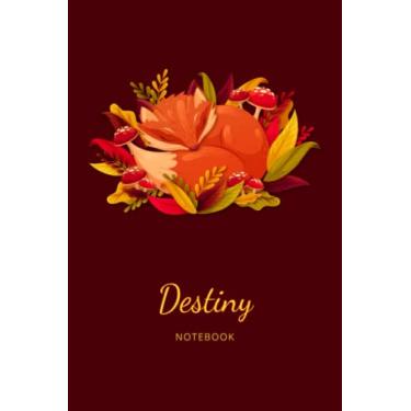 Imagem de Destiny:Personalised Fox Name Notebook for Women Girls: Custom Name Journal for Girsl Sleeping Fox Notebook with Red Cover Autumn Leaves, Blank Lined ... size 6x9, Happ Birth Day Gift for Girls Women