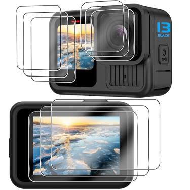 Imagem de OKFUN [9 peças protetoras de tela para Go Pro Hero 13 preto, protetor de tela de vidro temperado ultratransparente, capa de tela de vidro temperado apenas para Hero 13 preto, dureza HD 9H, acessórios