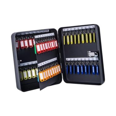 Imagem de Milageto Caixa de armazenamento de chaves com código Gabinete de chaves com fechadura Aluguel de escritório para carro Utilitário comercial Gerenciamento de, 72 Cartões-chave