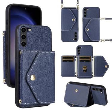 Imagem de Dibosom Capa carteira minimalista para Samsung Galaxy S23 5G com alça de ombro, 6 compartimentos para cartões, fina e fina, suporte para cartão de crédito, capa de telefone para S 23 23S GS23 G5