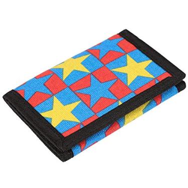 Imagem de Carteira esportiva de lona com três dobras RFID para crianças – Carteira com bolso frontal e adesivo mágico, Red Big Five-pointed star, Small