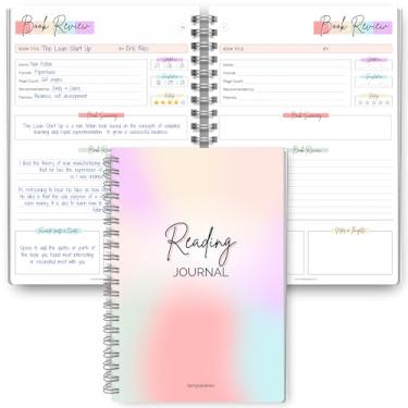 Imagem de Diário de leitura para amantes de livros | Livro de registro para resumir, revisar e avaliar os livros que você leu | A5 (arco-íris)