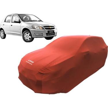 Imagem de Capa Automotiva Chevrolet Celta Tecido Helanca Cor Preta - Mz, Vermelh