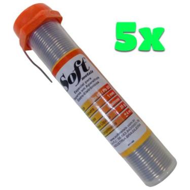 Imagem de Kit 5 Solda Estanho Tubete 63x37 Fio Eletrônica Smd Pci 1mm Soft