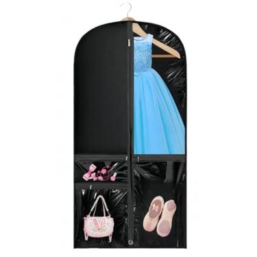 Imagem de Sanseenia Bolsa para Roupas de Dança Transparente, Bolsa para Roupas de 39" para Competições de Dança, Capa para Roupas Penduradas para Crianças para Meninas, Armário de Armazename (1 Pacote, Preto)
