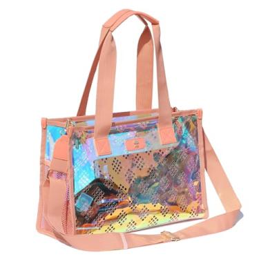 Imagem de Bolsa transparente com bolhas de sabão iridescente para eventos de estádio com bolsa de ombro para praia de concertos, Rosa, laranja