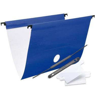 Imagem de Pasta Suspensa Colorida Arquivo Dello Plus 6 Unidades, Azul