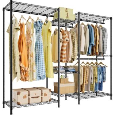 Imagem de Closet com Gancho Giratório de 360 Graus, 183 * 43.5 * 195cm, Guarda Roupa Casal, Closet Aberto, Guarda Roupa Modulado, Prateleiras Ajustáveis, Compartimento Superior Espaçoso