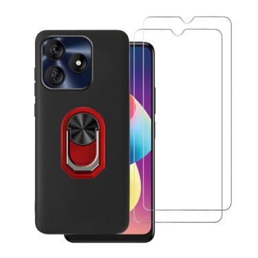 Imagem de DAMONDY Capa compatível com BLU G64L, pacote com 2, protetor de tela de vidro temperado, suporte de proteção contra choque de corpo inteiro, suporte de 360 anéis, capa traseira para celular para BLU