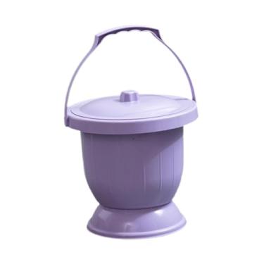 Imagem de Kokiya Pote de câmara escarpagem portátil com tampa de cama recipiente de urinária noturna com alça de alça de urinol para viajar para carro para casa, Purple S