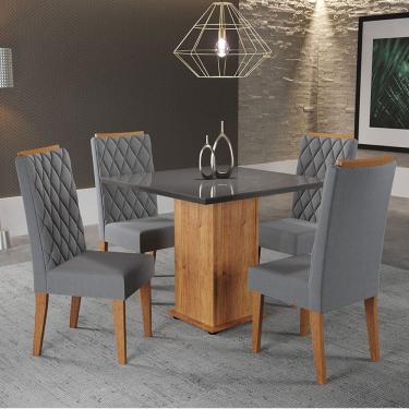 Imagem de Mesa de Jantar Quadrada Betim com 4 Cadeiras Iza Cobre/Cinza/Vd Grafite - Casa Giulia