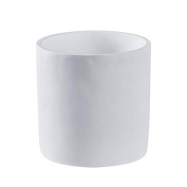 Imagem de SANDYBAYTAS Vaso de 20 cm para plantas, vaso de cimento grande com orifício de drenagem, vasos de flores de concreto modernos de meados do século para decoração de casa, escritório e exterior (branco)