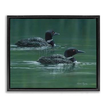 Imagem de Stupell Industries Arte de parede em tela emoldurada Peaceful Loon Duo Black Floater por Valerie Rogers, 78 x 63 cm