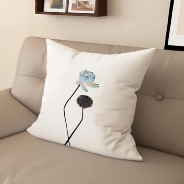 Imagem de Sladjana Capa de almofada de sofá requintada estilo chinês com estampa de lótus - eleve seu espaço de vida (61 x 61 cm, JYHH-D)