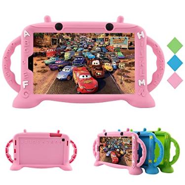 Imagem de CHIN FAI Capa infantil para Samsung Galaxy Tab A7 Lite 22.1 cm modelo 2021 (SM-T220/T225/T227), capa de silicone macio leve à prova de choque com suporte para Galaxy Tab A7 Lite 22.1 cm (rosa)