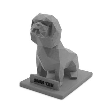Imagem de Escultura Decorativa Cachorro Shih Tzu - 3D Think BR, Cinza