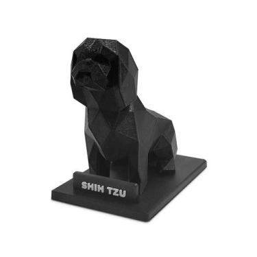 Imagem de Escultura Decorativa Cachorro Shih Tzu - 3D Think BR, Preto