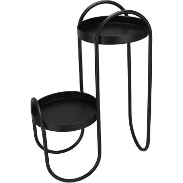 Imagem de SUPORTE DECORATIVO PLANTA CACHEPO PARA VASOS 2 NIVEIS HOME&CO METAL 61x25x40cm PRETO