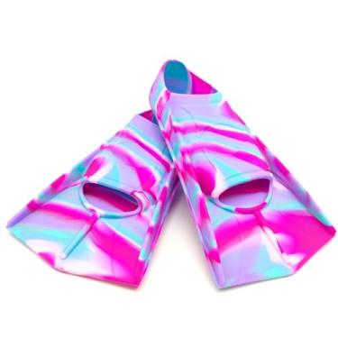 Imagem de Fadgesy Barbatanas de treinamento de natação, nadadeiras de silicone confortáveis para natação e mergulho, tamanho adequado para crianças, meninas, meninos e adultos (DopamineAmusementPark, 5XS)