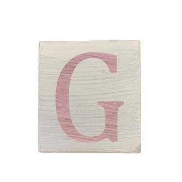 Imagem de Cubo Branco Letra Rosa Bebê Festa Chá de Bebê Decoração 8x8x8 Cm Mdf M