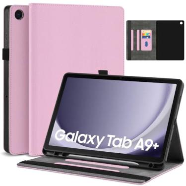 Imagem de DETUOSI Capa para tablet Samsung Galaxy Tab A9+/A9 Plus 27.9 cm 2024/2023 (SM-X210/X216/X218) capa fólio fina de couro PU com suporte para caneta S, capa traseira de TPU macio, hibernar/despertar