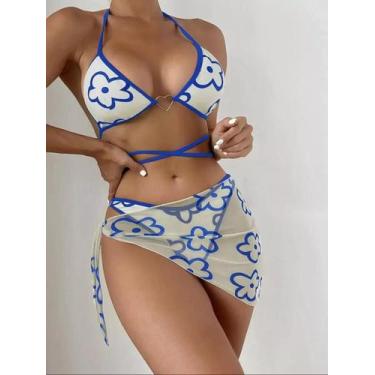 Imagem de J3007-Biquíni Bikini Bojo Luxo Canga Estampado Flor Amarrar Ag408 - Xu