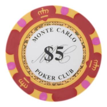 Imagem de Brybelly Monte Carlo Premium Fichas de Poker Peso Pesado 14 Gram Clay Composite – Pacote com 50 ($5 Vermelho)
