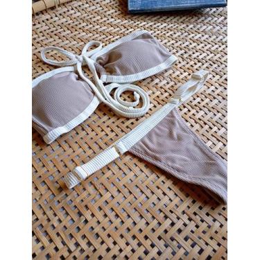 Imagem de Biquíni Sereias de Paraty sem alça Fio Dental/Fita Bege / Off White - 