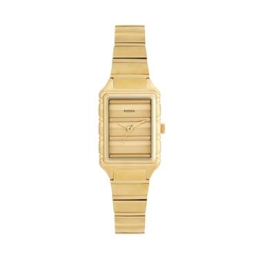 Imagem de Fossil Relógio feminino Raquel de quartzo de aço inoxidável com três ponteiros, Dourado, 23MM, Moderno