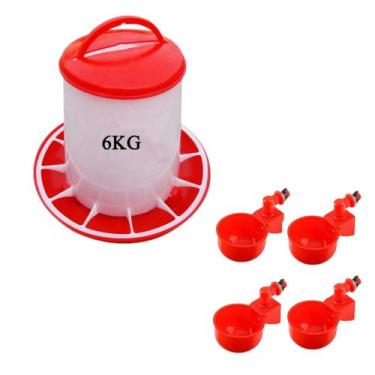 Imagem de Comedouro 6 kg 4 Bebedouro Copo Galinha Pinto Codorna Aves - Vet