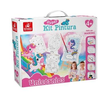 Imagem de Super Kit Pintura Unicórnios com 4 Telas para Colorir - Brincadeira De
