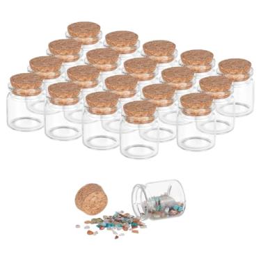 Imagem de PH PandaHall 20 garrafas de vidro de 20 ml com rolhas de cortiça, mini garrafas de vidro pequenas decorativas frascos de vidro minúsculos frascos de cortiça potes de arte artesanato recipiente de