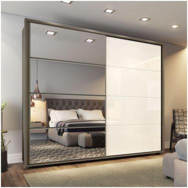 Imagem de Guarda Roupa Casal Espelho 02 Portas Deslizantes 06 Gavetas Cavic Henn Duna Off White