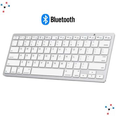 Imagem de Mini Teclado Bluetooth Universal Pc Notebooks Tabets Branco