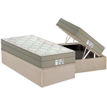 Imagem de Cama Box Baú Solteiro: Colchão Molas MasterPocket Ensacadas Probel Prolastic ProDormir Born + Base crc Suede Clean (88x188)