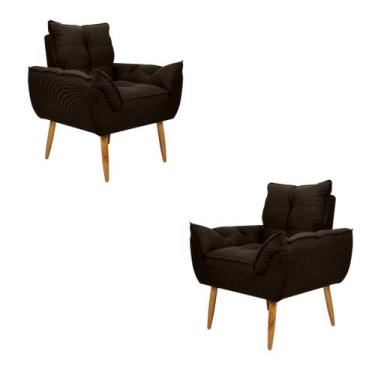 Imagem de Kit 2 Poltronas Decorativa Opala Suede Marrom - Golden Moveis