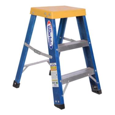 Imagem de Escada Fibra De Vidro Banqueta 60Cm Com 3 Degraus Wbertolo, AZUL
