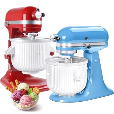 Imagem de Acessório para máquina de sorvete para batedeira KitchenAid, compatível com acessórios e acessórios KitchenAid 4,5/5QT/6QT, 2 litros para acessórios de batedeira KitchenAid, iogurte/gelato congelado
