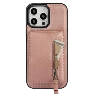 Imagem de HJZSZX Para Samsung A54 (5G) Carregamento sem fio magnético Couro Zip Wallet Card Phone Case (Para Samsung A54 (5G)/Rosa)