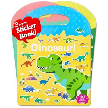 Imagem de Benresive Reusable Sticker Book for Toddlers 2-4 Years, 3 Sets Travel Stickers for Kids, Waterproof Sticker Books for Toddlers 1-3, Crafts Activities for Todddlers 1-3 2-4 3-5 - Dinosaurs,Traffic