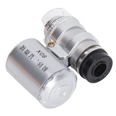 Imagem de Bolso Microscópio 60X Lupa LED Luz Observação Jóias Moedas Pano Tabaco [Portátil]