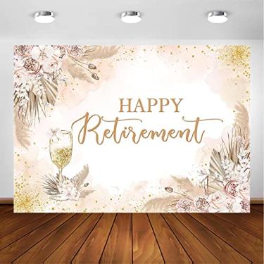 Imagem de Avezano Pano de fundo Happy Retirement Boho Pampas Grass Floral Retirement Party Decorações Cálice Dourado Polvilhe Bolinhas Bohemina Tema Sessão de Fotos Banner Suprimentos (3 x 2,4 m (3GG))