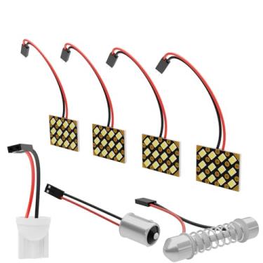 Imagem de Siweex Luz LED para painel de carro – 12 peças de chips de LED 2835, DC 12V, lâmpada ajustável de 31 mm-42 mm, 3 adaptadores (W5W, Ba9s, 31 mm-42 mm), fita dupla face para fácil instalação, iluminação