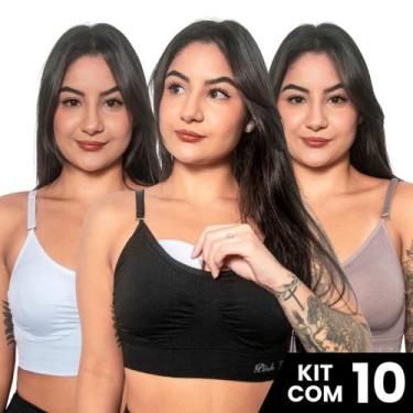 Imagem de Kit 10 Sutiãs Top Confort Com Bojo Removível Elástico Ajuste Perfeito 